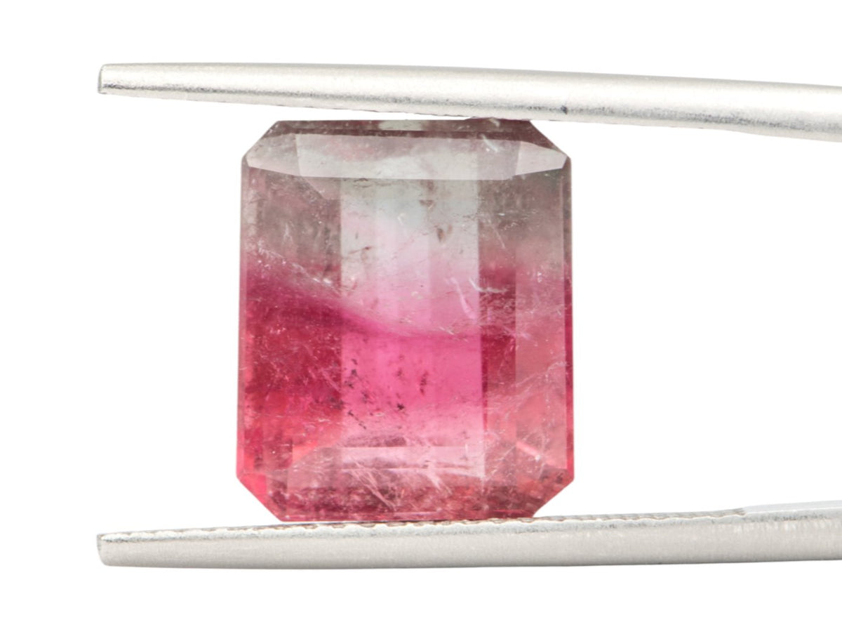 7.48ct Emerald Shape Bi-Color Tourmaline 11.8*10.0*6.8mm TL07 Aurora Designer