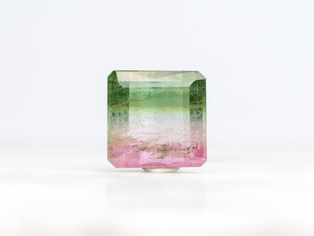 8.95ct Emerald Shape Bi-Color Tourmaline 11.6*11.8*6.8mm TL09 Aurora Designer