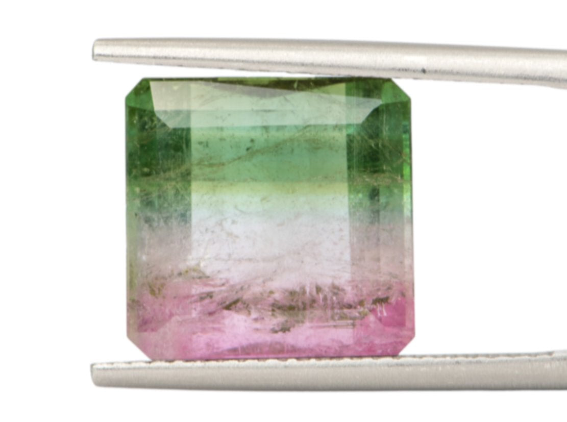 8.95ct Emerald Shape Bi-Color Tourmaline 11.6*11.8*6.8mm TL09 Aurora Designer