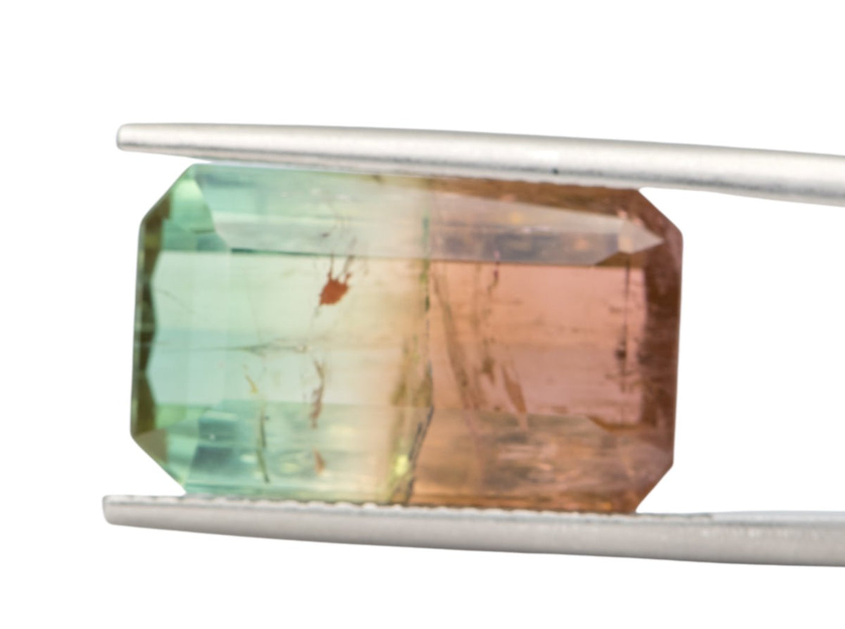 11.73ct Emerald Shape Bi-Color Tourmaline 17.1*10.2*7.2mm TL11 Aurora Designer