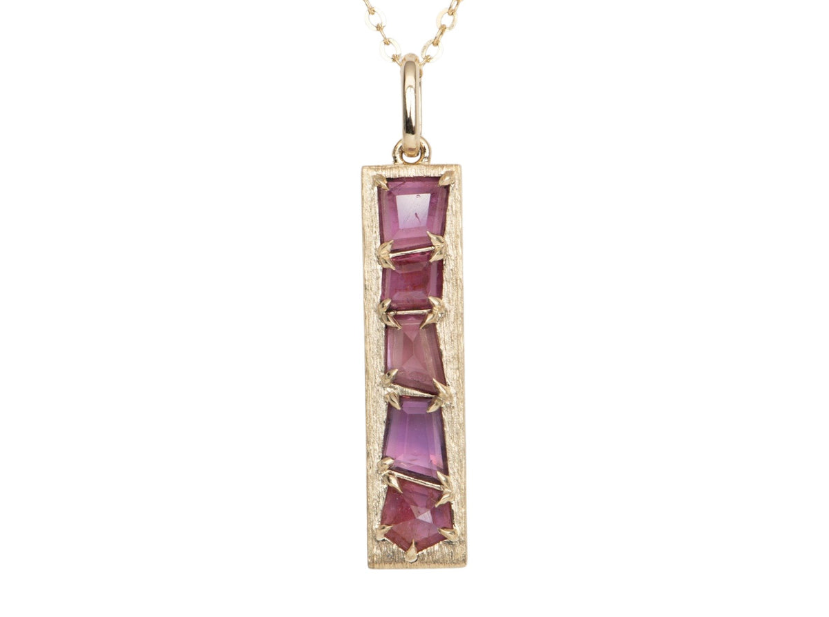 1.65ct Pink Red Geometric Winza Ruby Unique Pendant 14K Gold Charm R4409 Aurora Designer