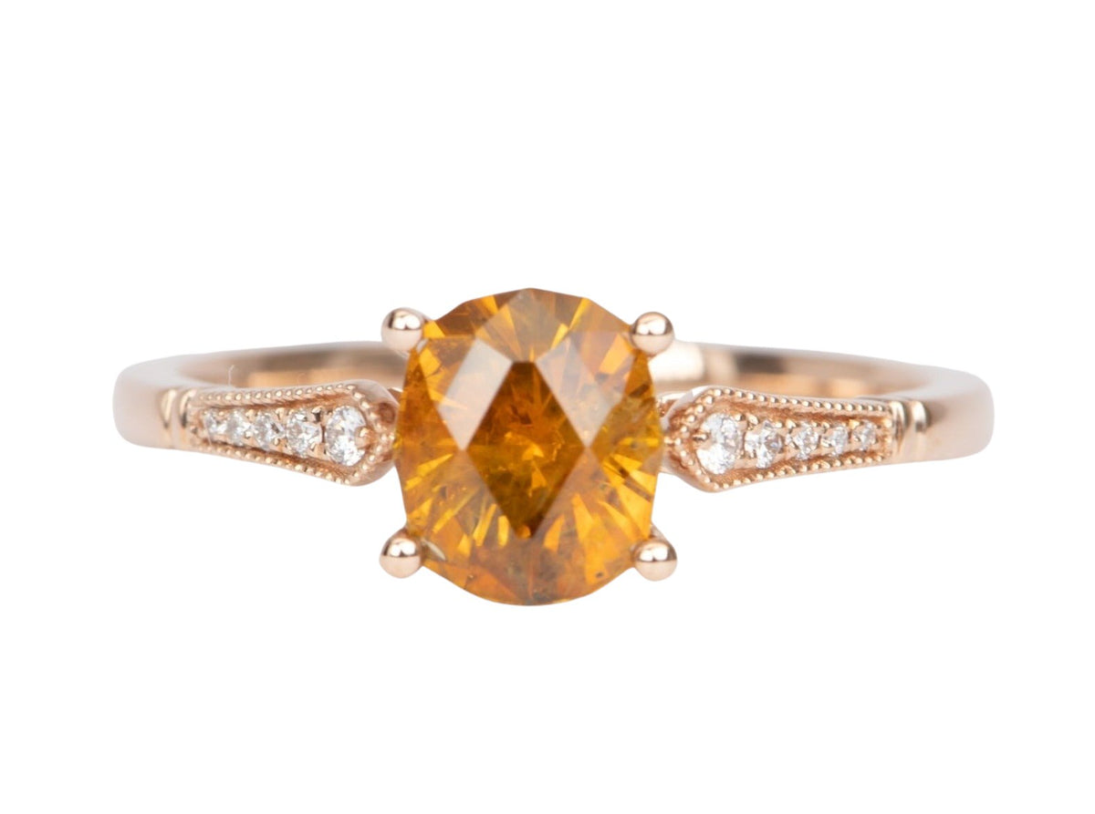 1.47ct Montana Sapphire with Diamond Band 14K Rose Gold Engagement Ring R6482 Aurora Designer