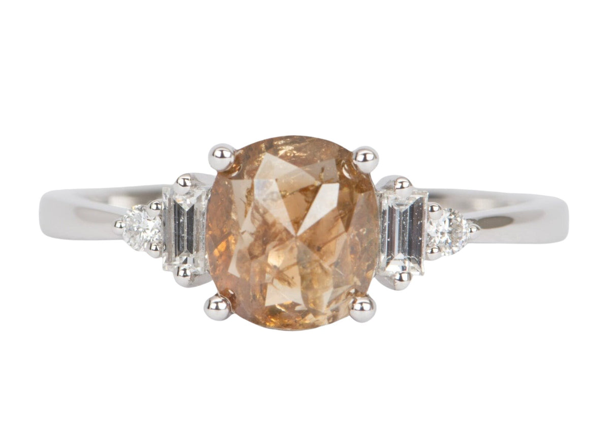 Intense Orange Brown Diamond with Diamonds on Band 14K White Gold Engagement Ring R6480 Aurora Designer