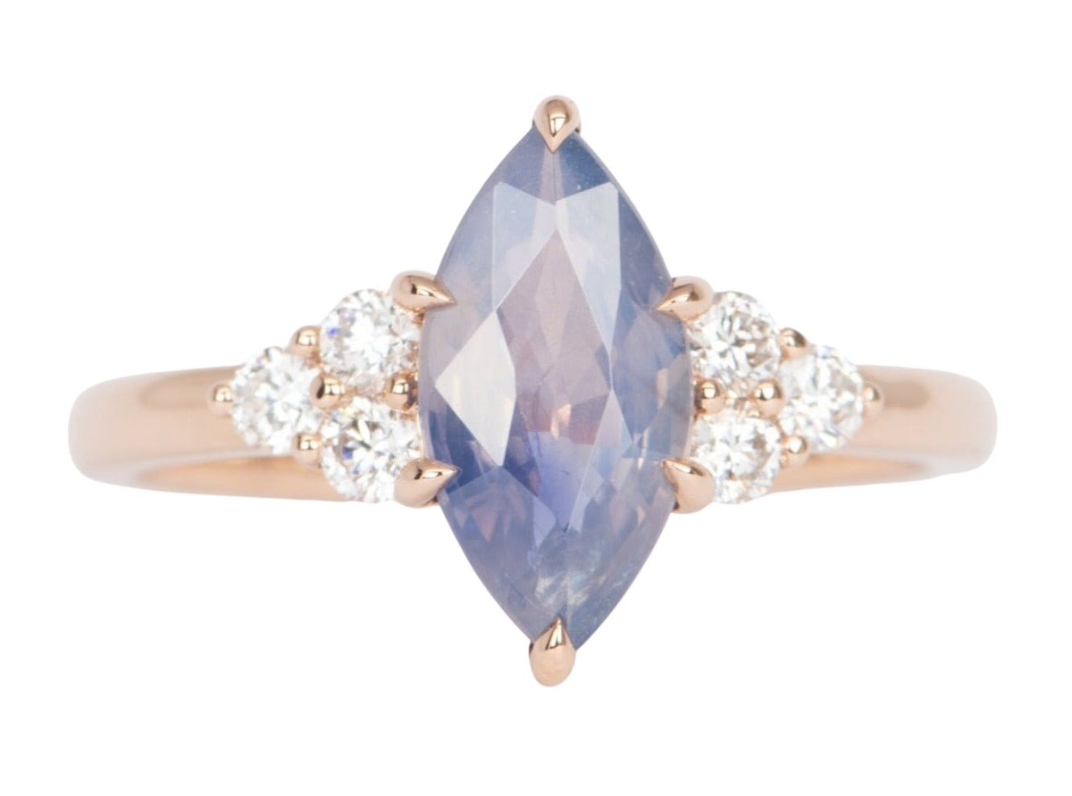 2.09ct GIA Certified Natural Bi-Color Sapphire with Diamond Engagement Ring 14K Rose Gold R6471 Aurora Designer
