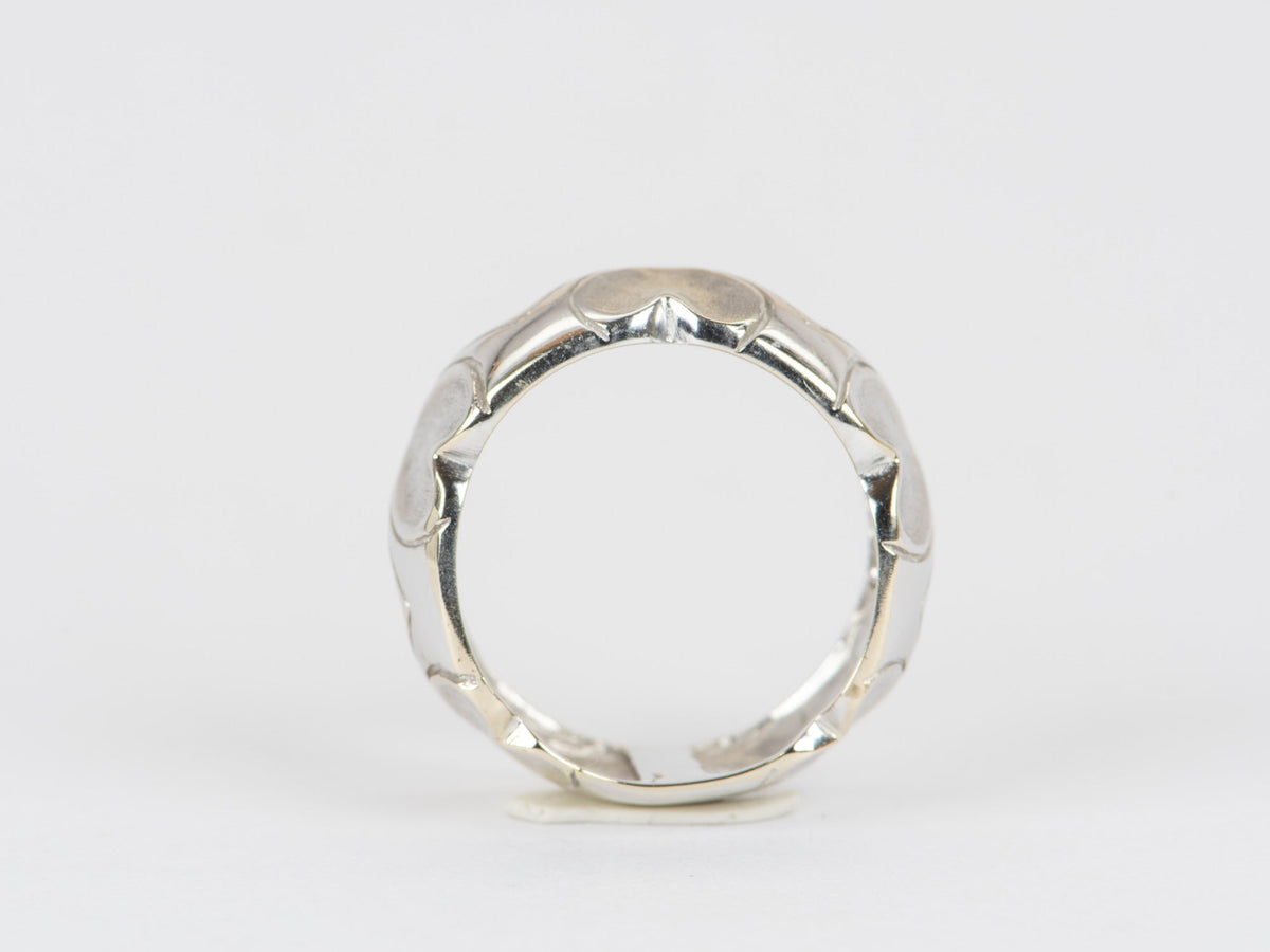 10mm Wide Heart Design 18K White Gold Band 8g V1078 Aurora Designer
