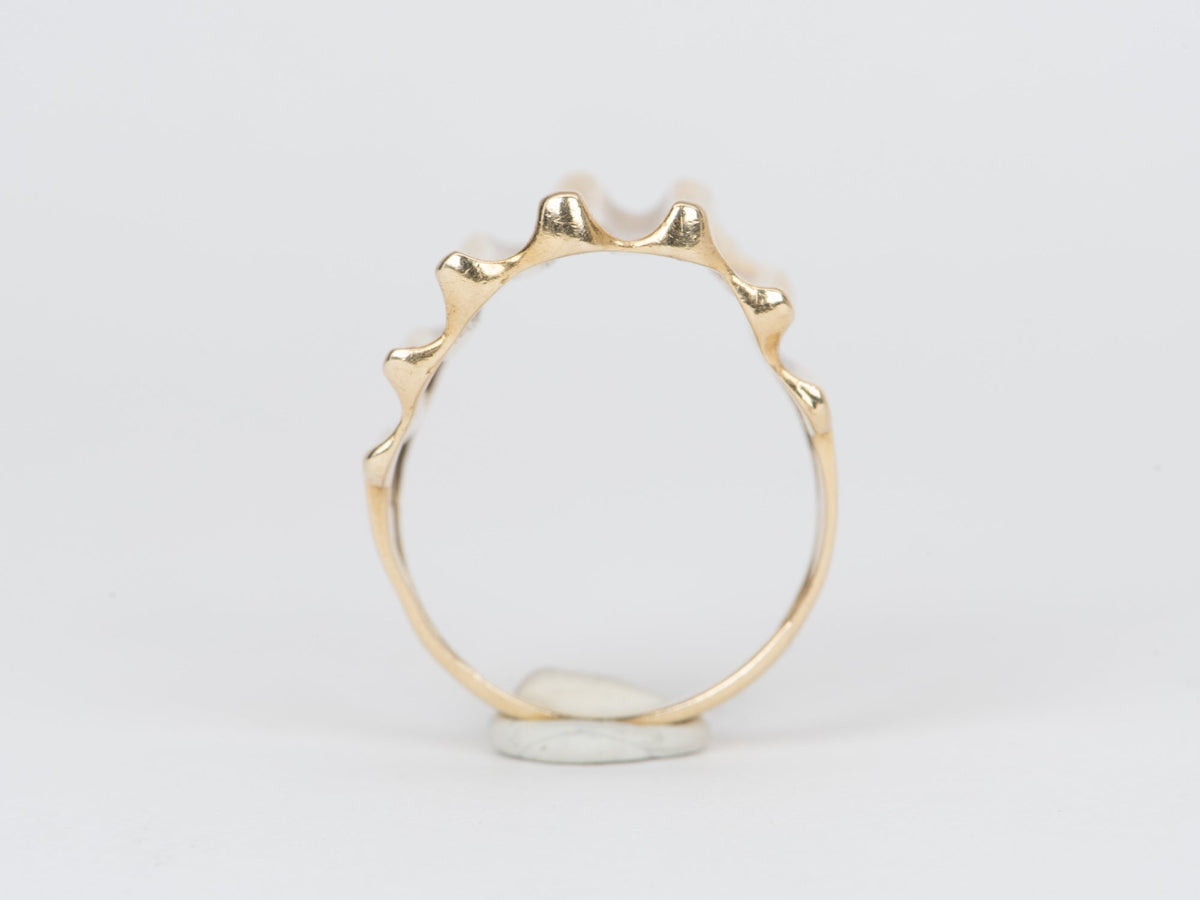 Vintage Large Ribbed Band Ring 14K Gold 4.15g V1091 Aurora Designer