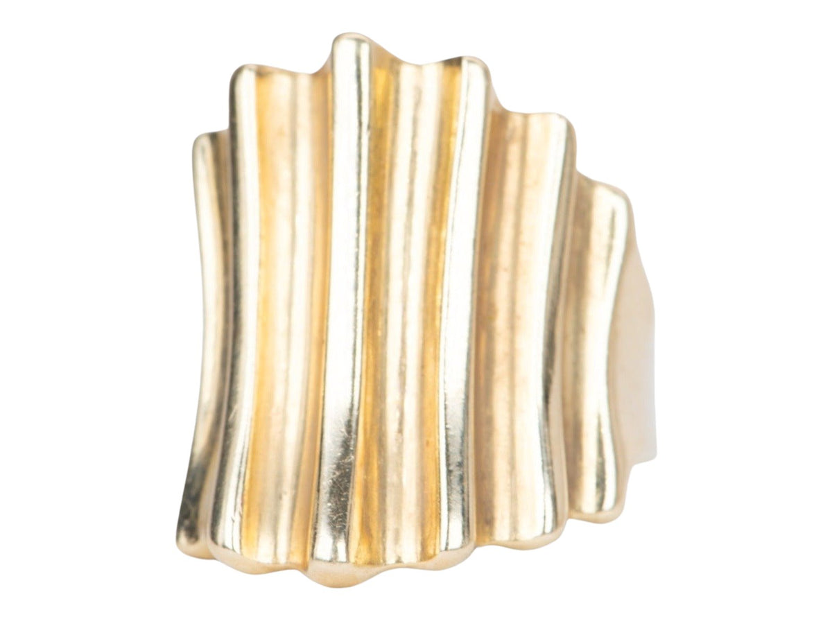 Vintage Large Ribbed Band Ring 14K Gold 4.15g V1091 Aurora Designer