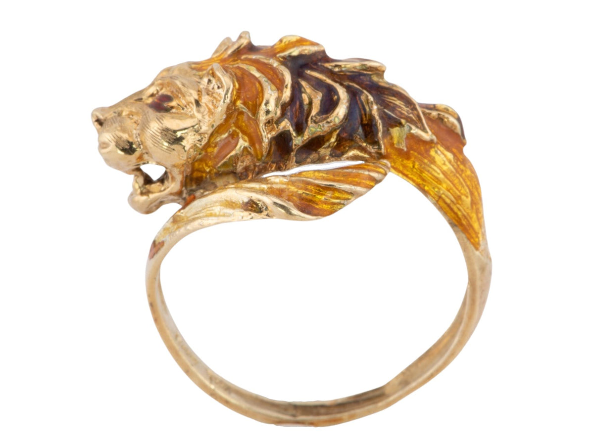 Vintage 14K Gold Dragon with Enamel Wrap Ring 6.58g V1099 Aurora Designer