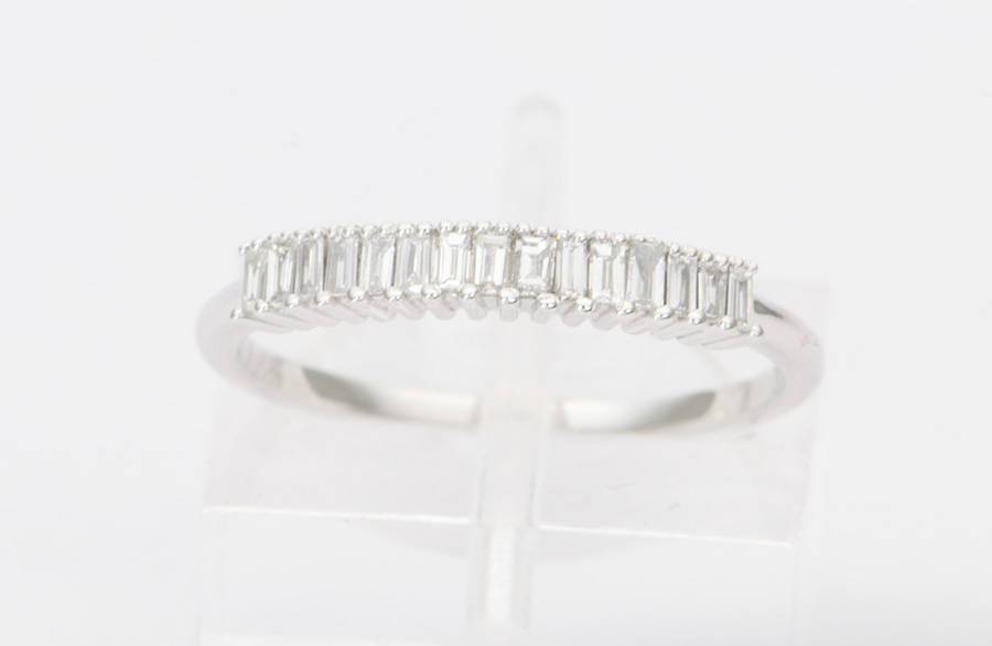 Baguette Diamond 14K Gold Unique Wedding Band AD1107
