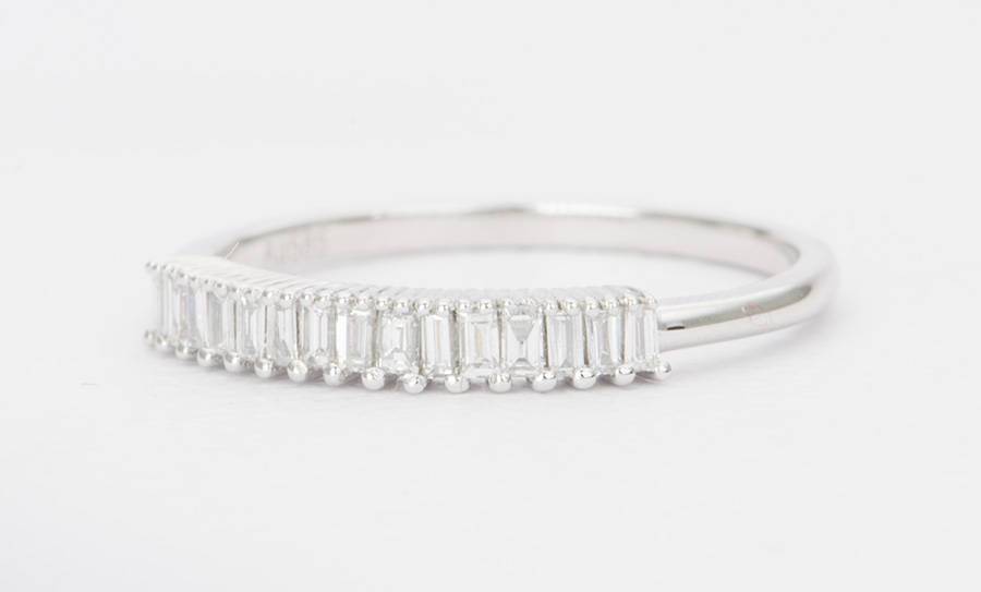 Baguette Diamond 14K Gold Unique Wedding Band AD1107