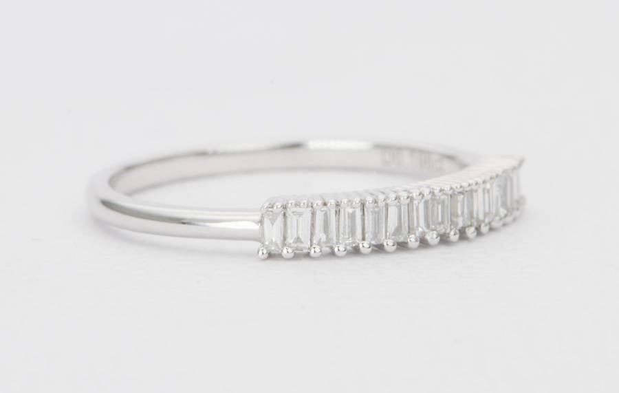 Baguette Diamond 14K Gold Unique Wedding Band AD1107