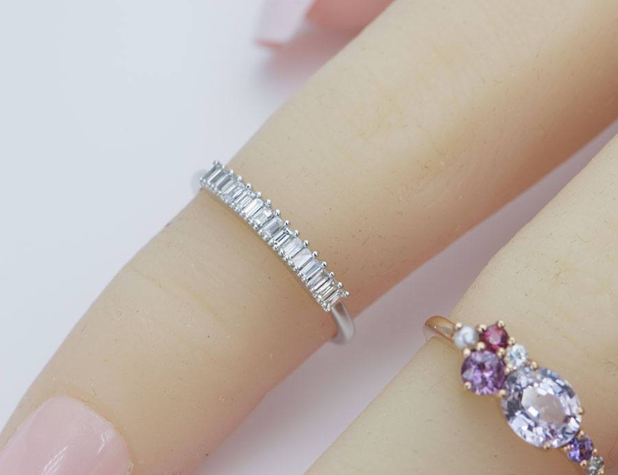 Baguette Diamond 14K Gold Unique Wedding Band AD1107