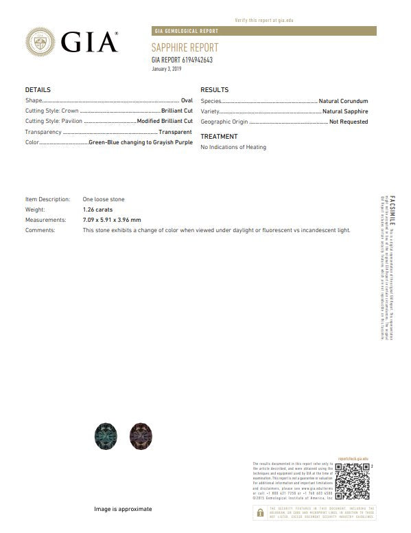 1.22ct Oval Shape Blue Green Sapphire, 6.8*5.5*4.5mm PS72 Aurora Designer
