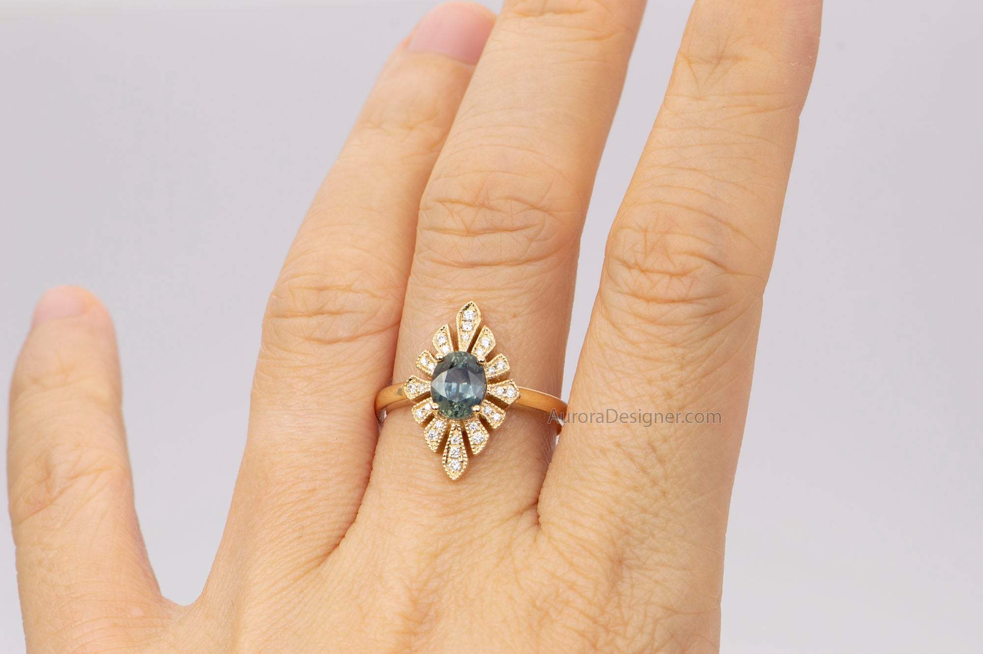 Disney Aurora Inspired Merriweather Diamond Ring with Blue Sapphire | Enchanted Disney Fine Jewelry 7