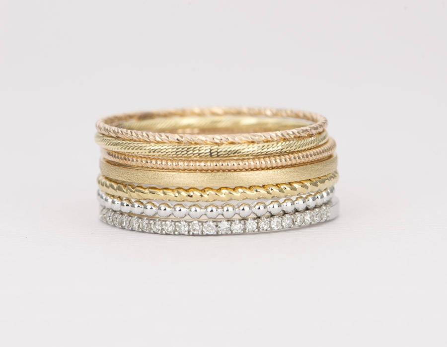 brushed finish solid 14k gold 1mm thin wedding band flat stacking rings ad1504 aurora designer