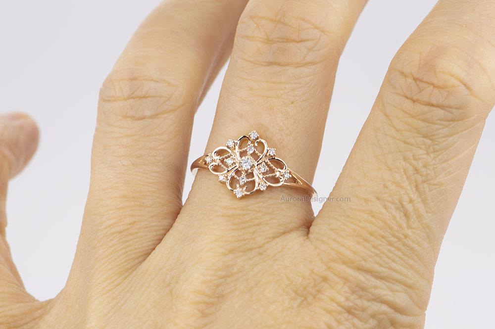 Swirl Design Diamond Engagement Ring Setting 14k White Gold 0.38ct - NG420