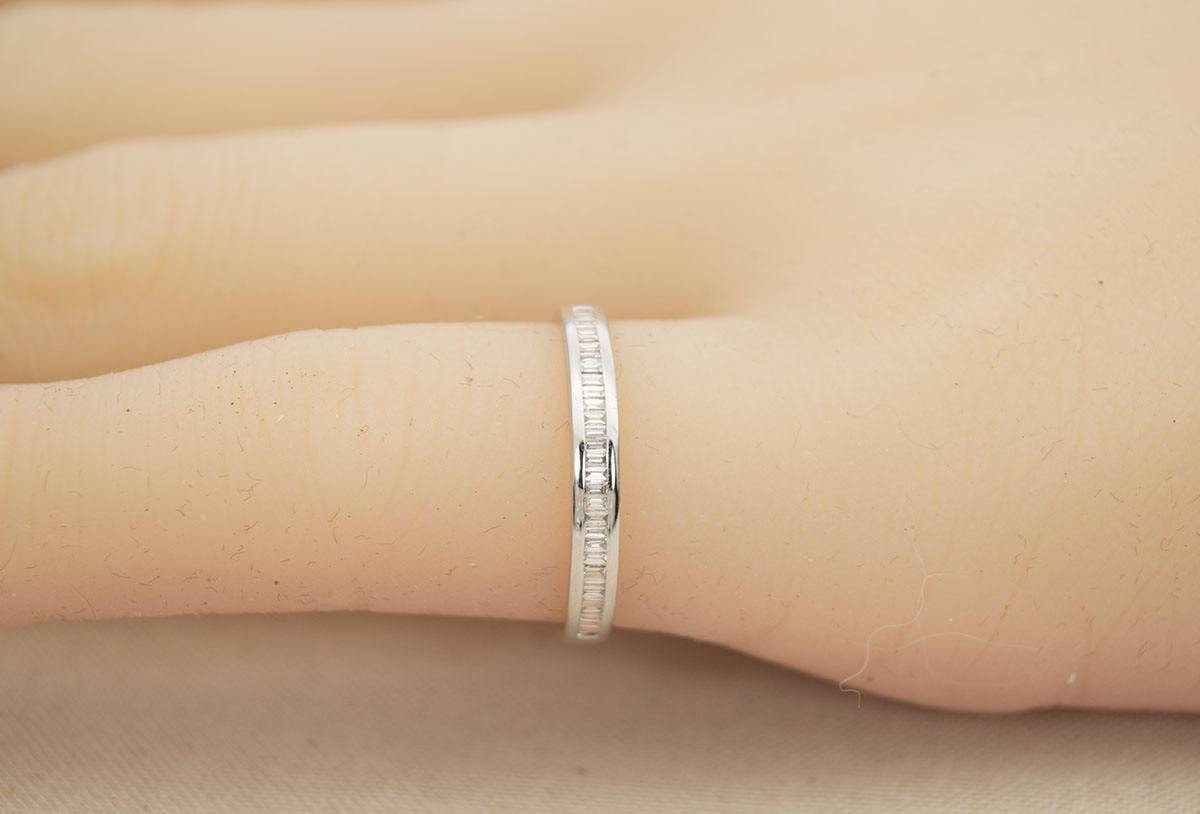 Diamond Baguette Ring Wedding Band 14K Gold Half Eternity AD1183