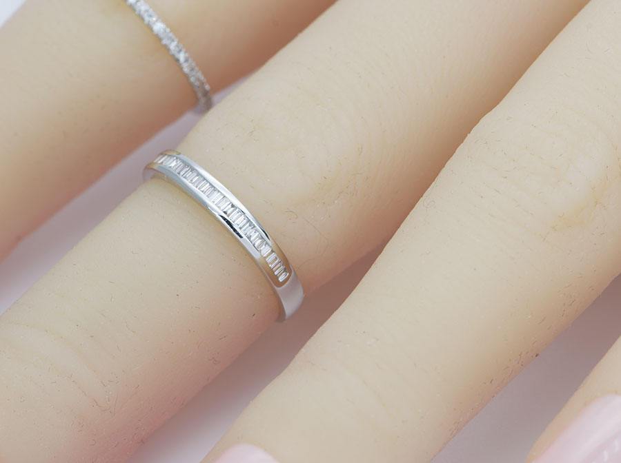 Diamond Baguette Ring Wedding Band 14K Gold Half Eternity AD1183