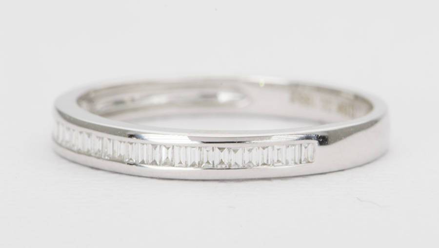 Diamond Baguette Ring Wedding Band 14K Gold Half Eternity AD1183