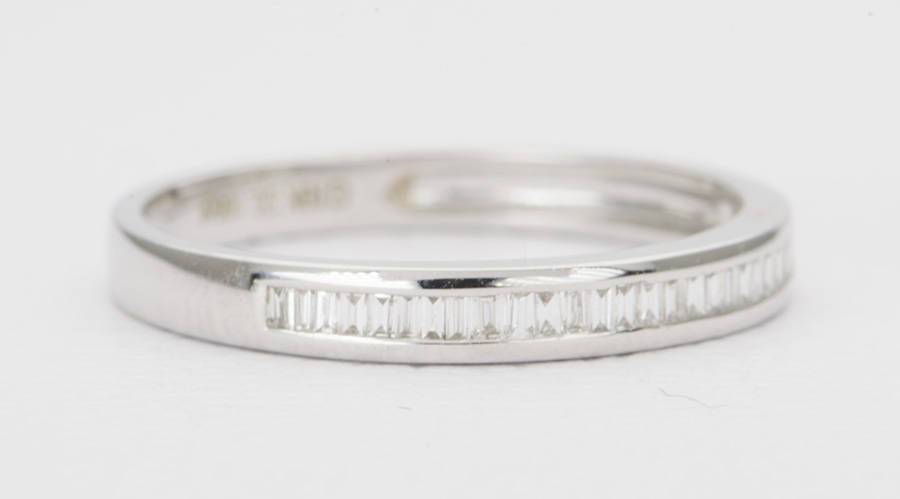 Diamond Baguette Ring Wedding Band 14K Gold Half Eternity AD1183