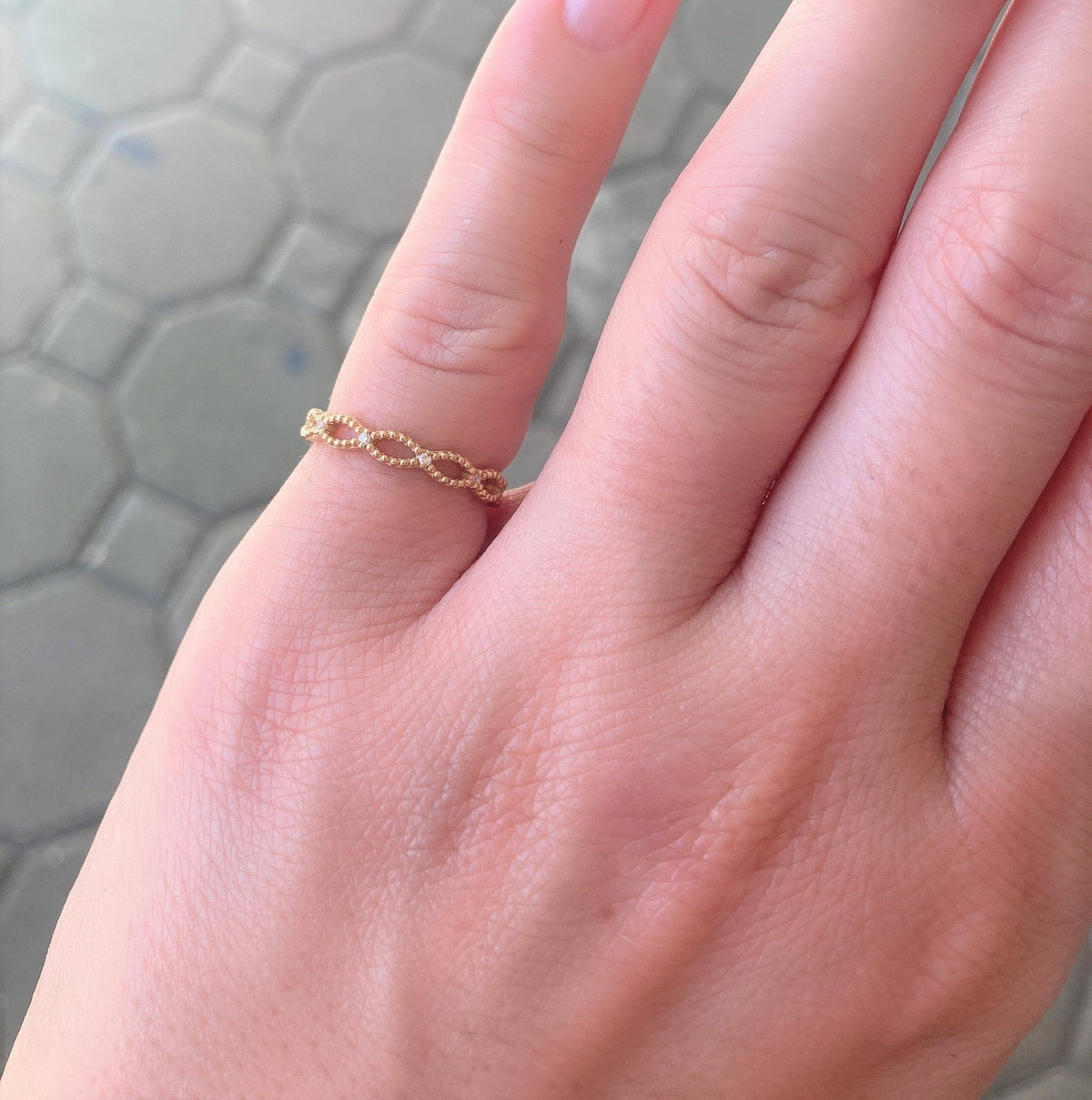 Diamond Marquise Bead &amp; Eye 14K Gold Wedding Band 3/4 Eternity AD1335