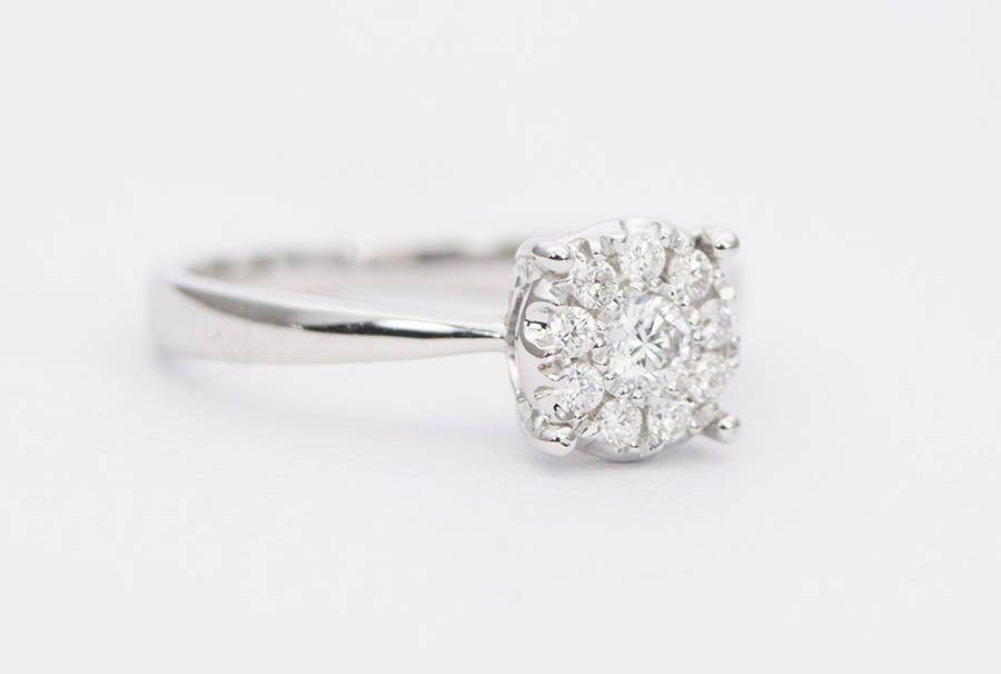 Diamond Micro Pave Halo 18K Gold Engagement Ring Wedding AD1293
