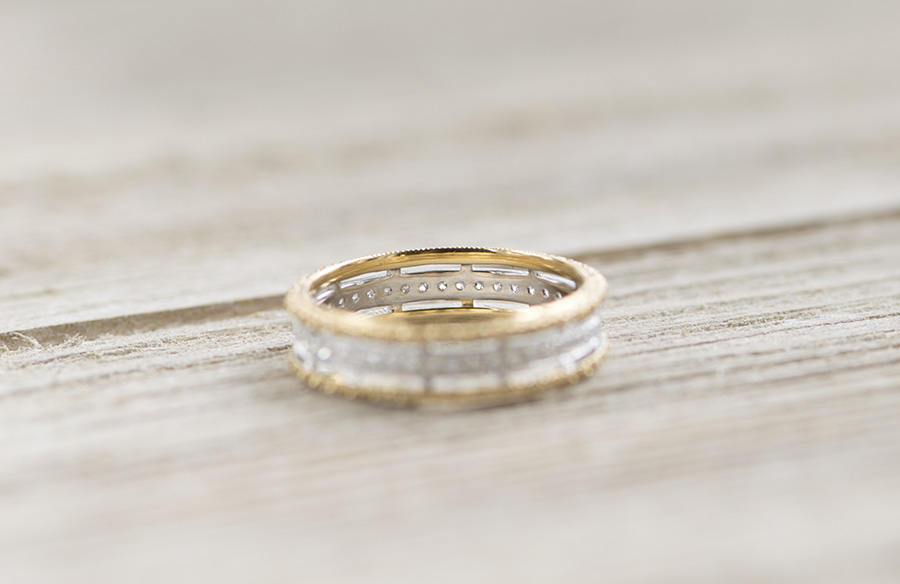 Diamond Ring Micro Pave Milgrain Details 18K Gold Unique Wedding Band Full Eternity Hand Carved Handmade Christmas Gift for Her AD1403