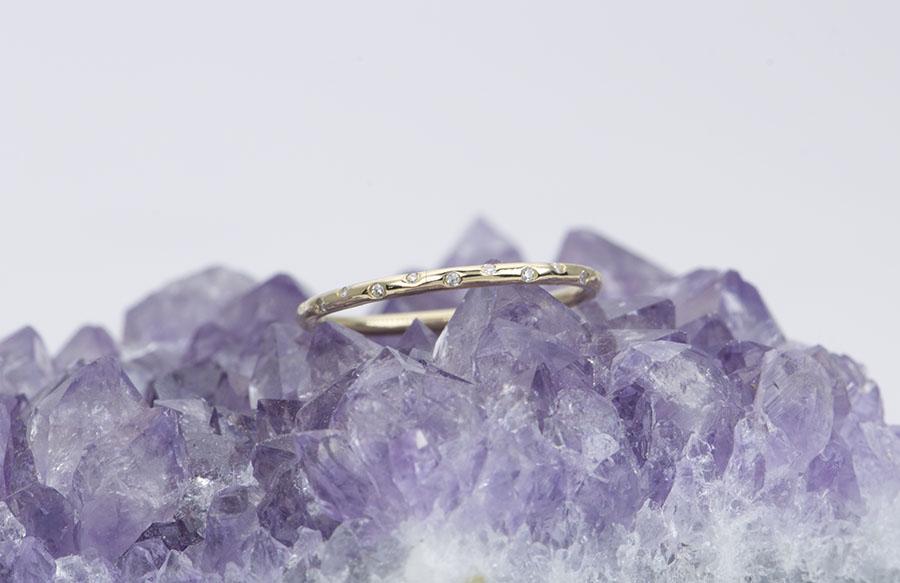 Diamond "Sprinkle" 14K Gold Full Eternity Wedding Band Stacking Ring Flush Set AD1147E