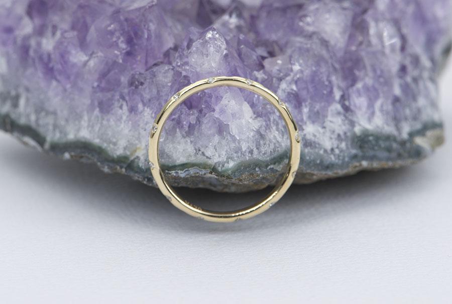 Diamond "Sprinkle" 14K Gold Full Eternity Wedding Band Stacking Ring Flush Set AD1147E