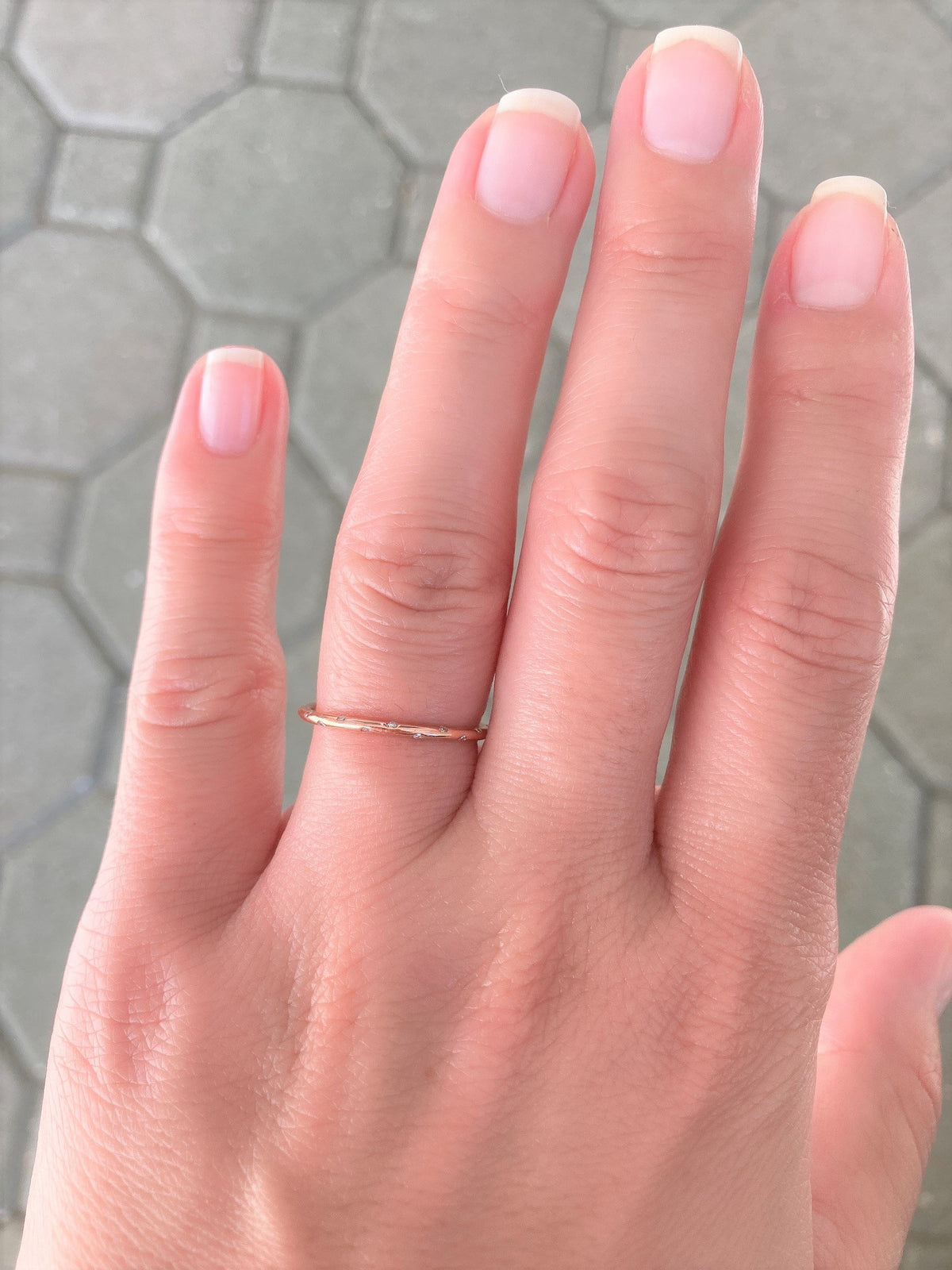 Diamond "Sprinkle" 14K Gold Full Eternity Wedding Band Stacking Ring Flush Set AD1147E