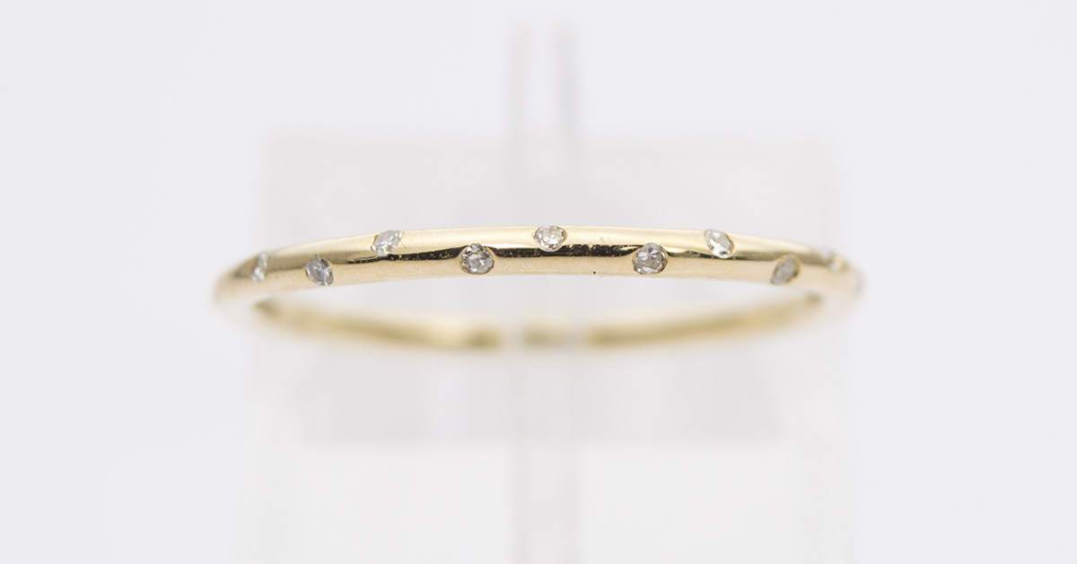 Diamond "Sprinkle" 14K Gold Full Eternity Wedding Band Stacking Ring Flush Set AD1147E