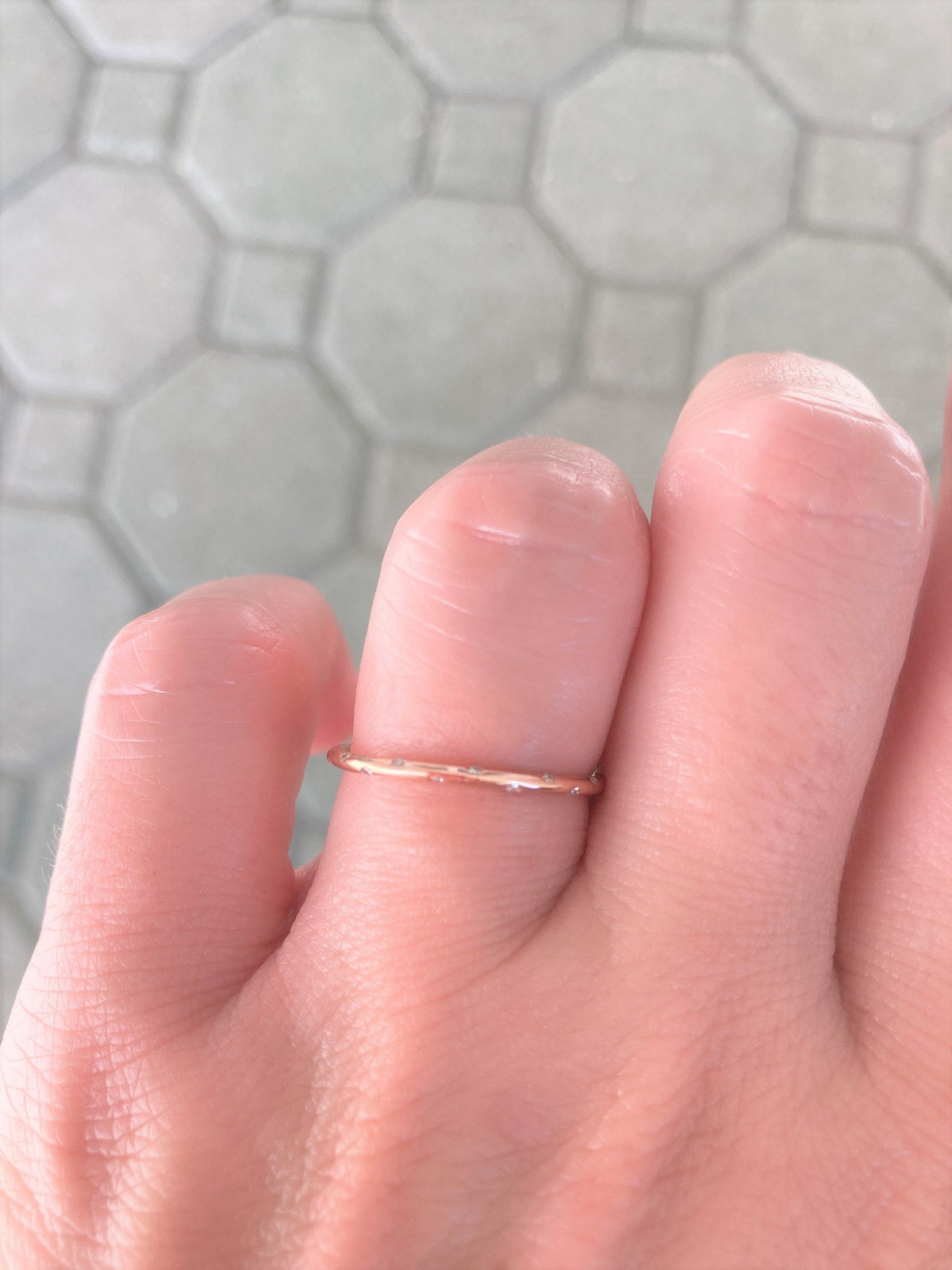 Diamond "Sprinkle" 14K Gold Full Eternity Wedding Band Stacking Ring Flush Set AD1147E