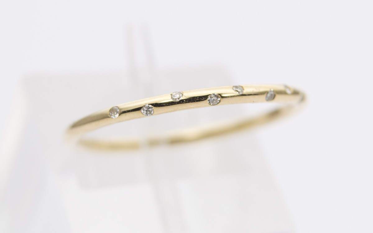 Aurora Designer - Diamond Sprinkle 14K Gold Wedding Band Stacking Ring  Flush Set 10 Diamonds AD1147