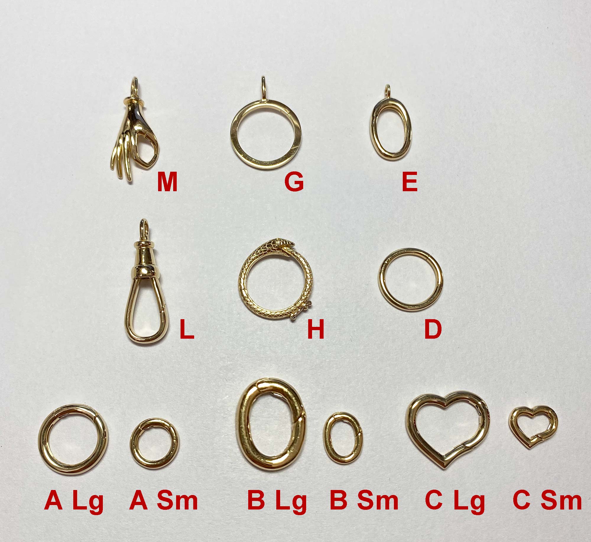 Gold Charm Enhancer Clasp Collection, 3 Style Options