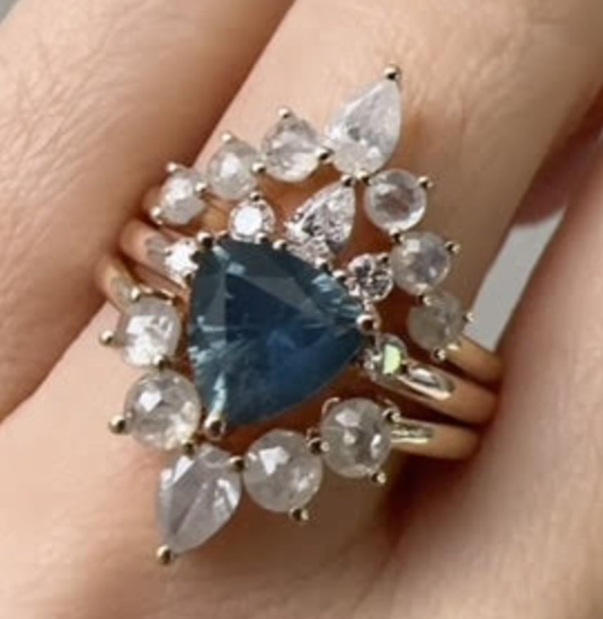 Custom Listing for Telena*** Milky Diamond Crown Rings 14K Gold Aurora Designer