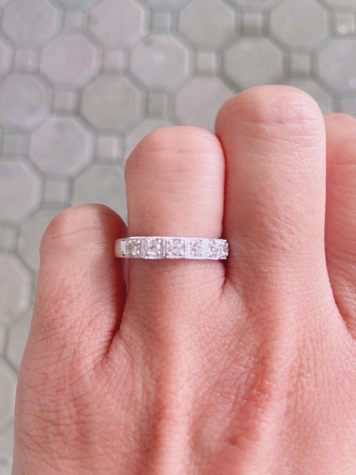 3.5mm Wide Vintage-Inspired 14K Gold Wedding Band with Old Mine Cut Diamond OOAK Alternative Bride Unique Ring Bridal Jewelry M5037 Aurora Designer