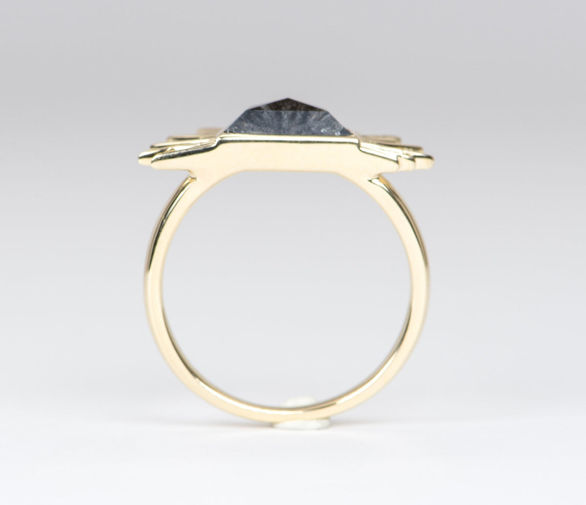 1.35ct Half Moon Diamond with Sun Ray Halo 14K Yellow Gold Engagement Ring OOAK Alternative Bride Unique Ring Celestial R6224 Aurora Designer