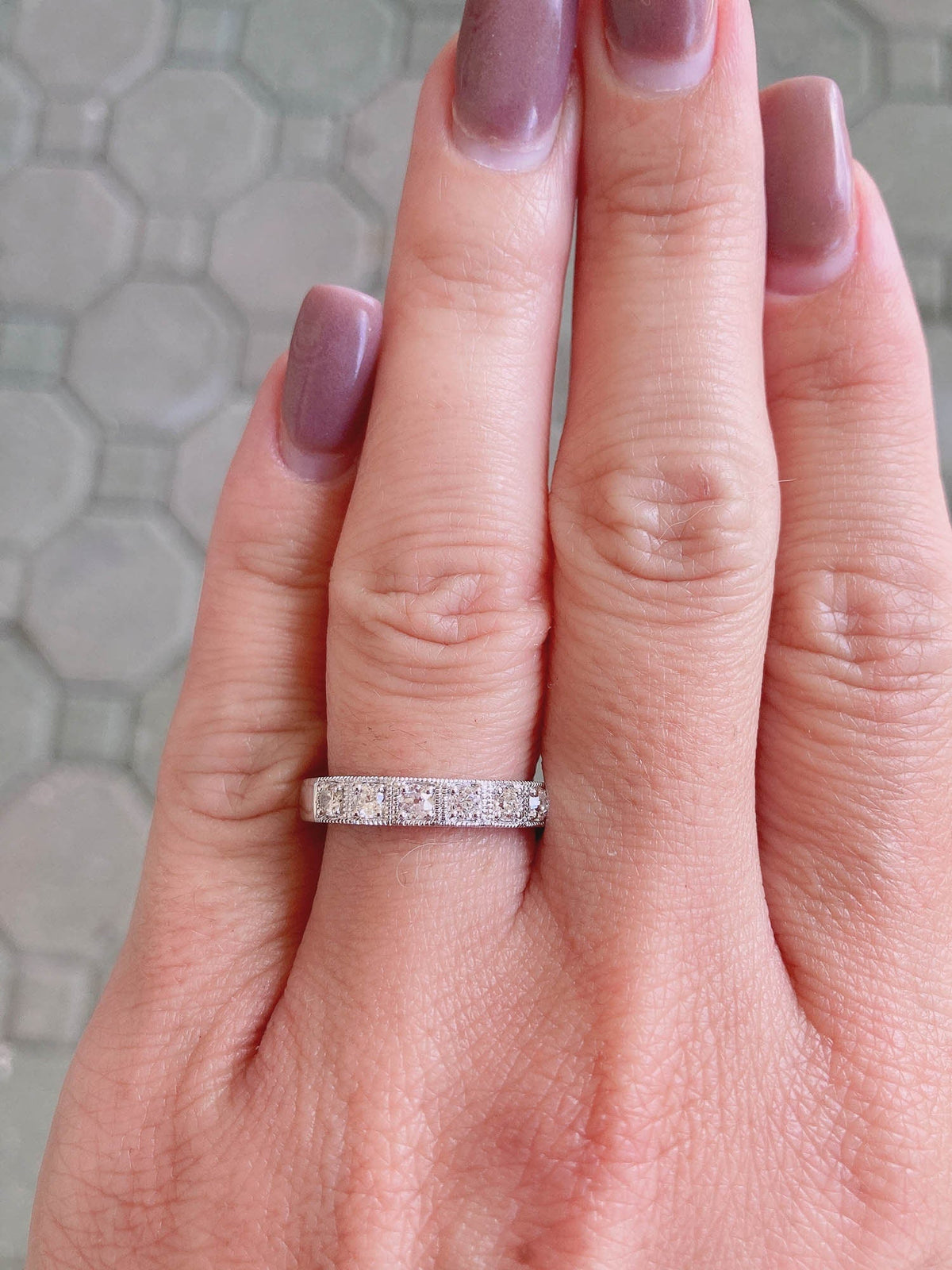 3.5mm Wide Vintage-Inspired 14K Gold Wedding Band with Old Mine Cut Diamond OOAK Alternative Bride Unique Ring Bridal Jewelry M5037 Aurora Designer