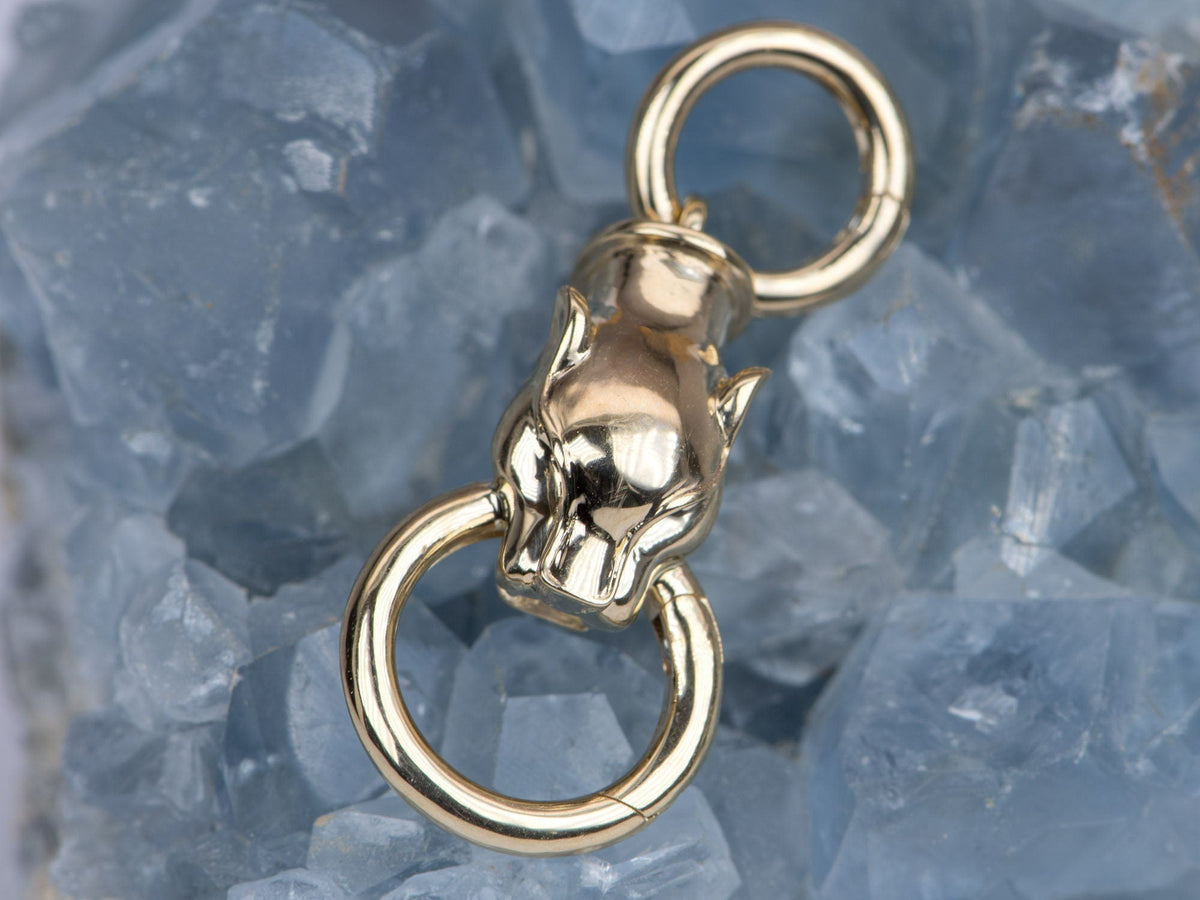 Panther Head 14K Gold Pendant Charm Holder M4019 Aurora Designer