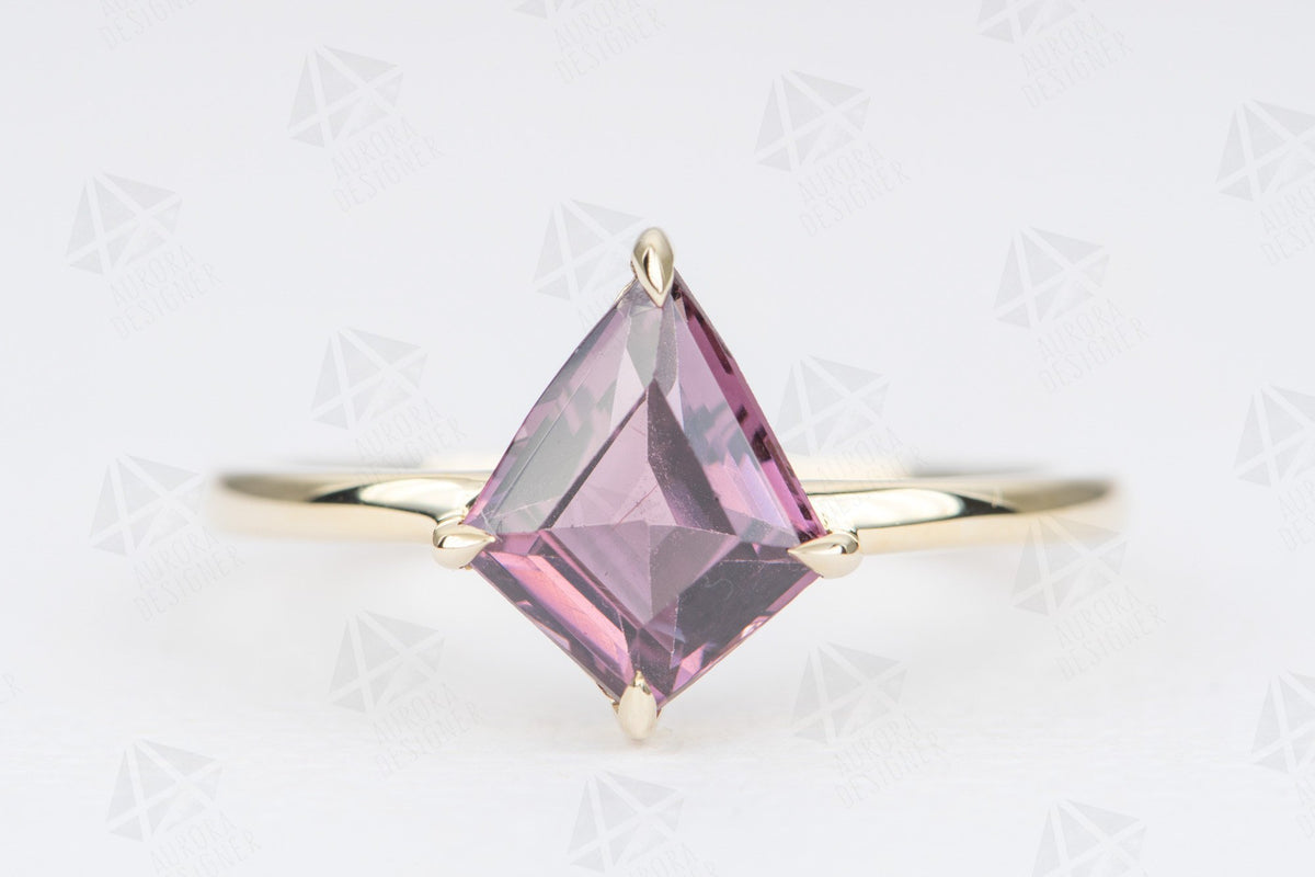 Kite Shape Spinel 14K Yellow Gold Engagement Ring Bridal Set Matching Wedding Band AD1686S-2