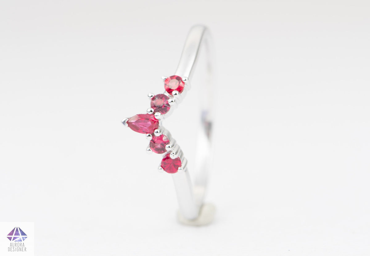 Kite Shape Spinel Solitaire 14K White Gold Engagement Ring Bridal Set Matching Crown AD1686S-3