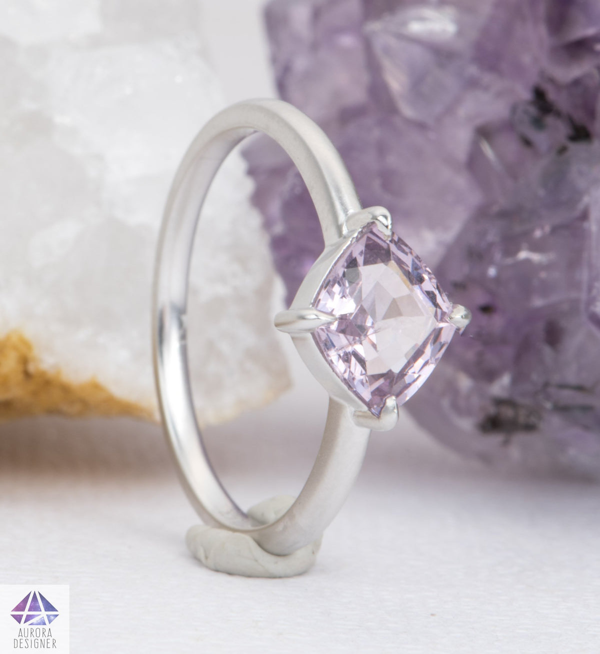 Kite Shape Spinel Solitaire 14K White Gold Engagement Ring Bridal Set Matching Crown AD1686S-3
