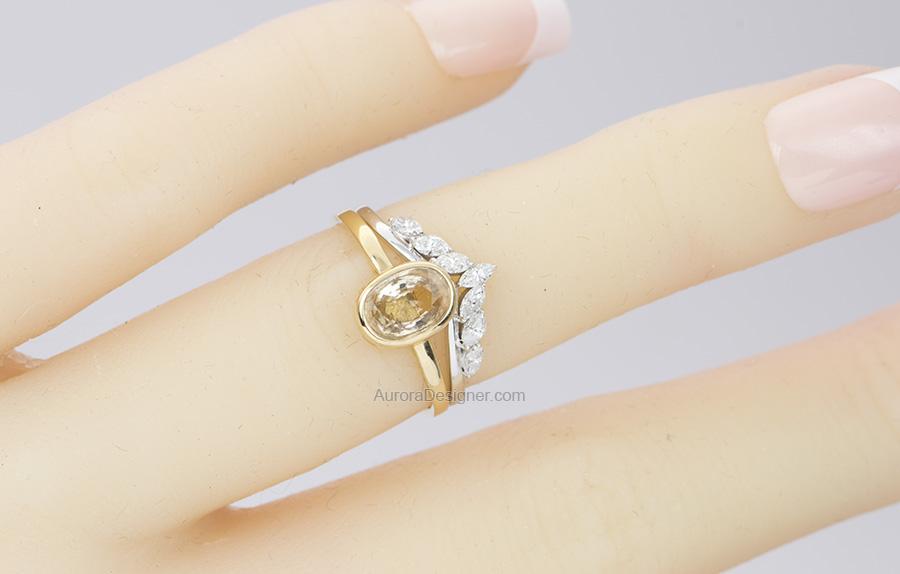 Marquise Diamond Crown Ring 14K Gold Unique Wedding Band AD1497