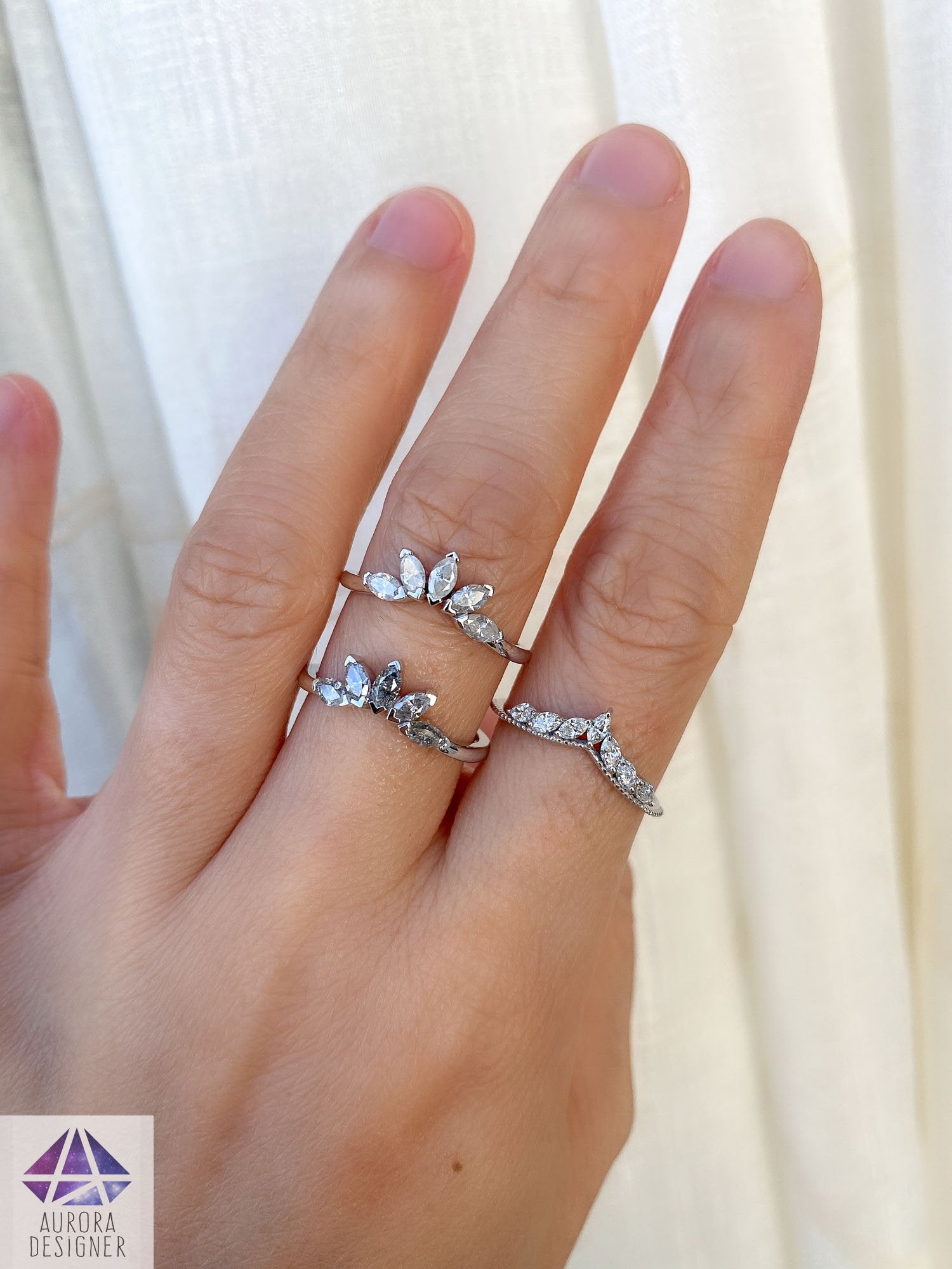 Aurora Bridal Set Womens Sterling Cz Engagement Ring Band Ginger Lyne  Collection | eBay