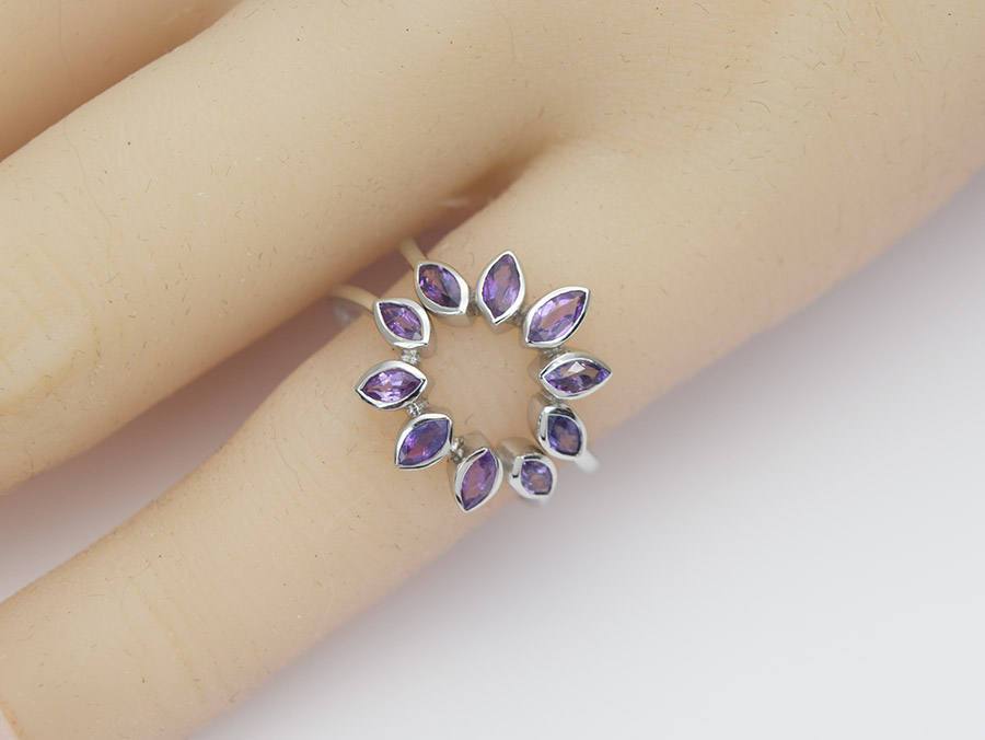 Purple sapphire wedding band new arrivals