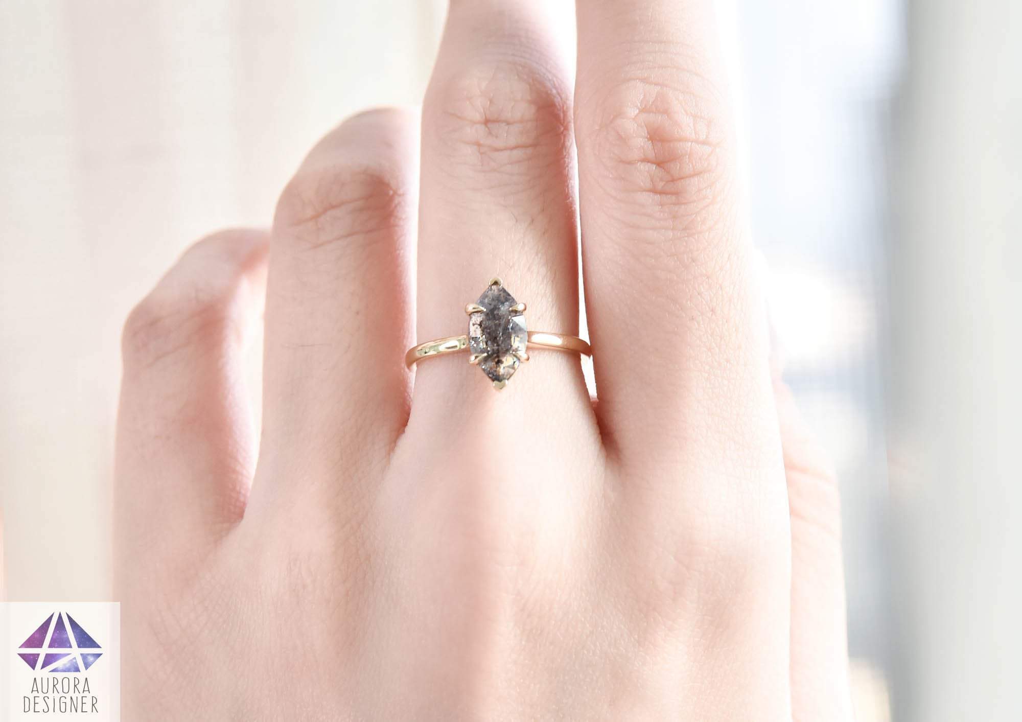 Marquise salt and pepper diamond Clearance