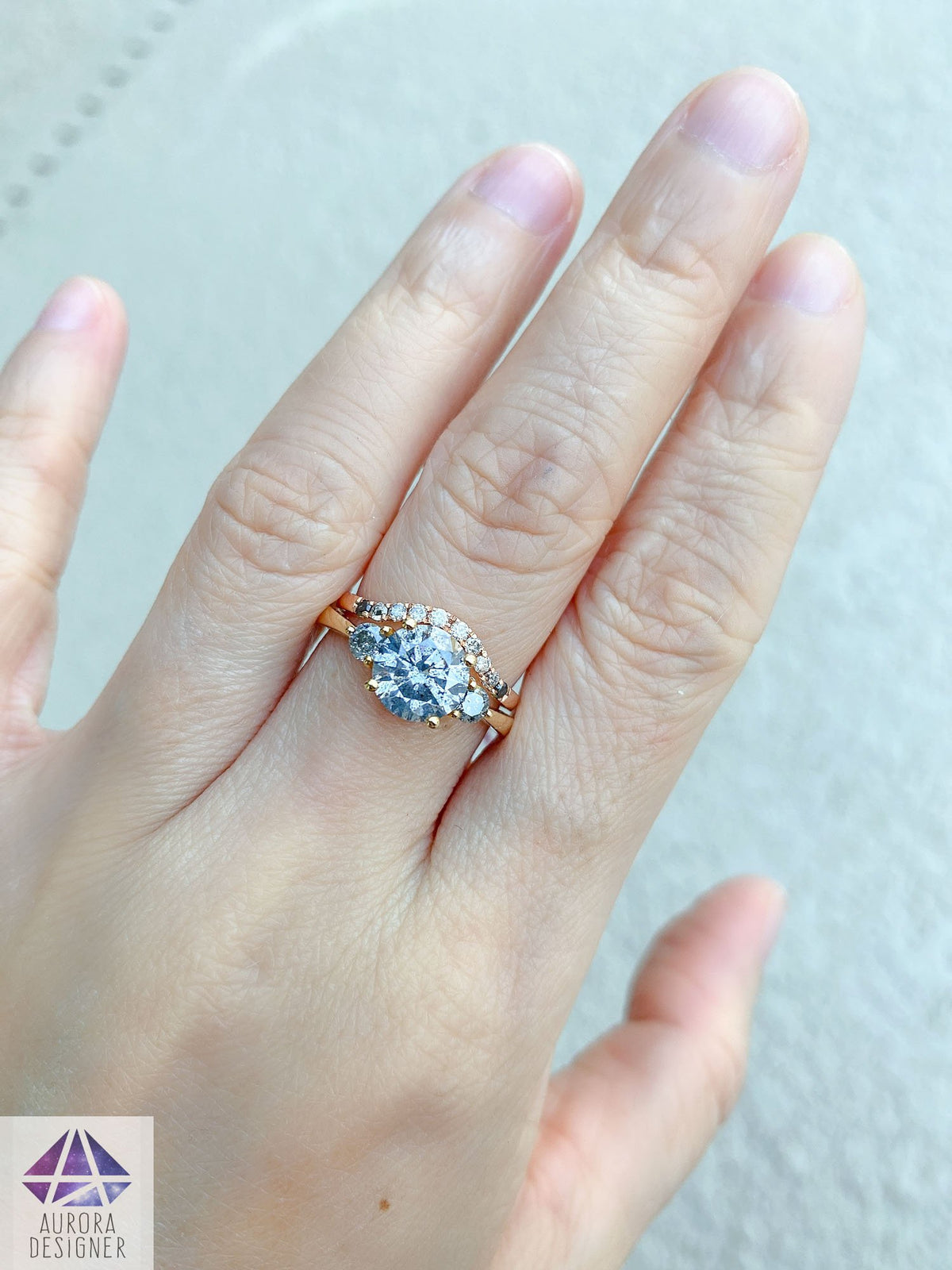 Ombré Diamond Curved Wedding Band 14K Gold Black Gray White Unique Ring Guard Enhancer AD1802