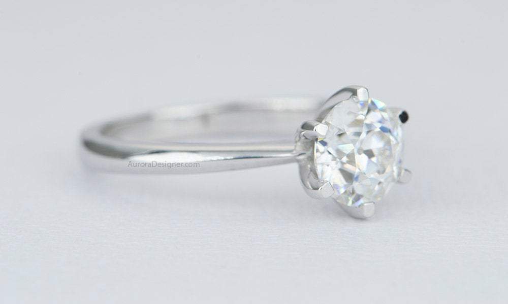 One-Carat Moissanite Engagement Ring 14K Gold 6-Prong Setting Diamond Alternative AD1737