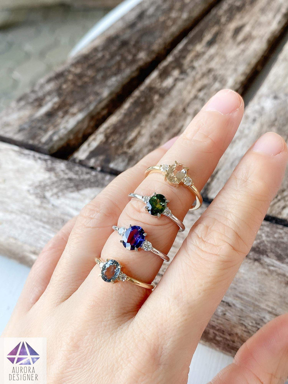 Oval Yellow Sapphire Sapphire Trio Ring 14K Yellow Gold Engagement Ring Moissanite Sides AD1801-12