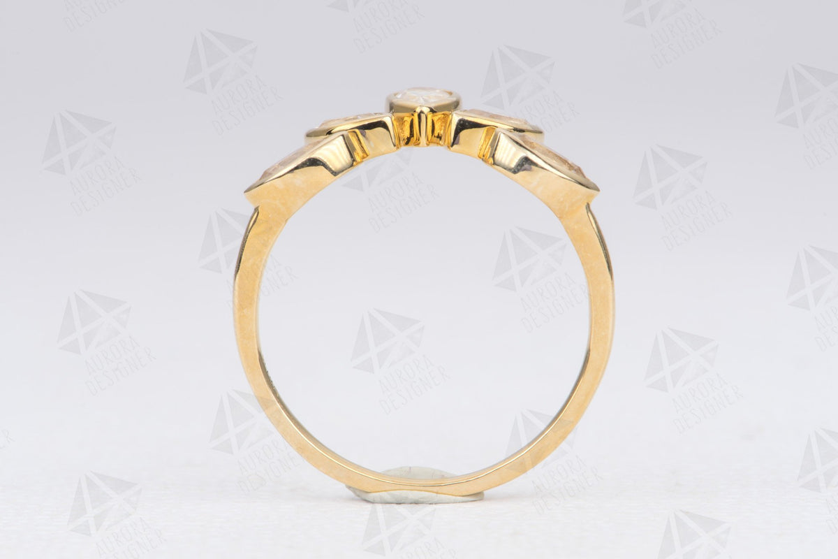 Pear Marquise Shape Rainbow Moonstone Ring 14K Gold Bezel Set Unique Wedding Band Sunburst AD1448